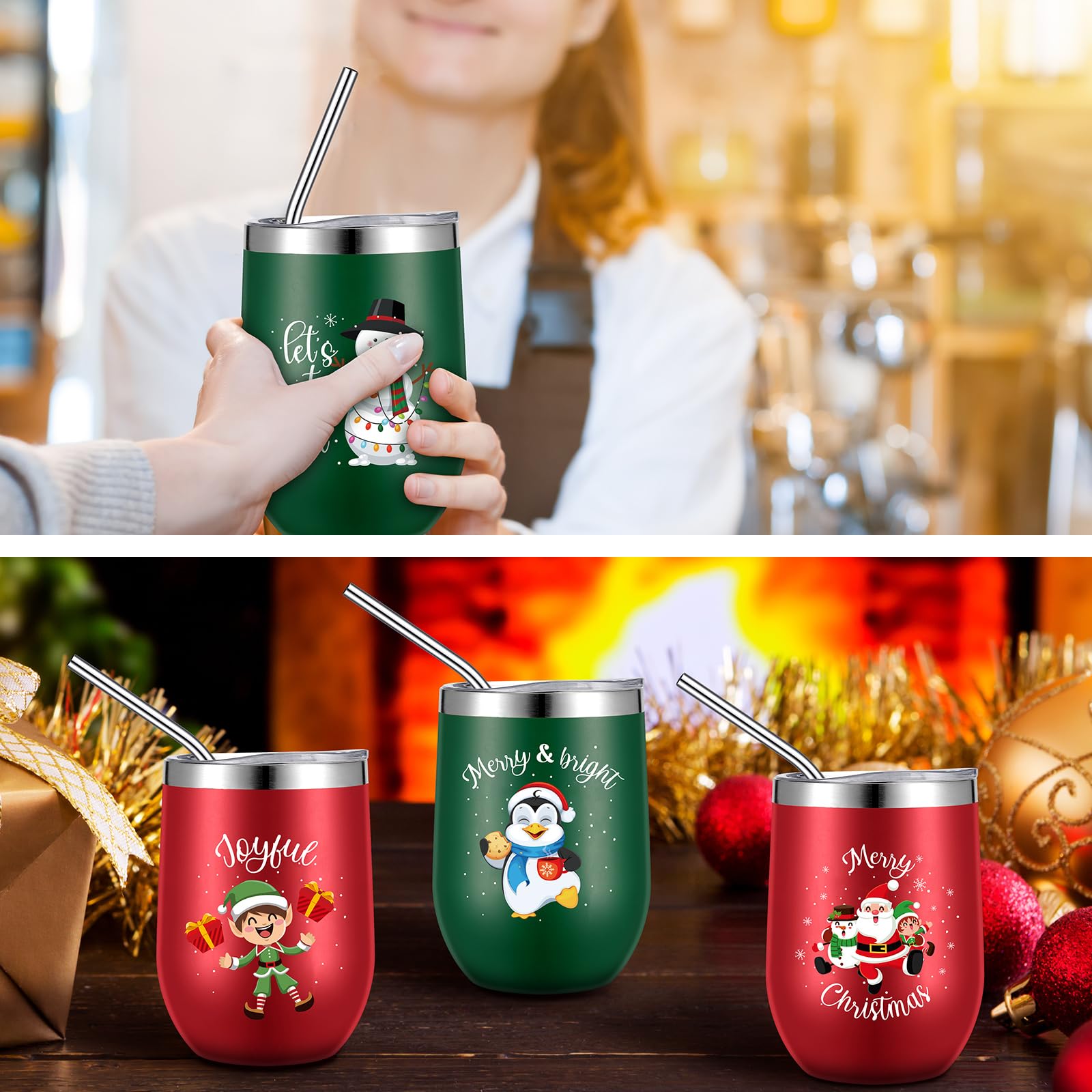 Amazon.com | Uiifan 8 Pcs Double Wall Insulated Travel Coffee Mugs - 12 oz  Stainless Steel Travel Cups with Lid - Christmas Mugs, Gifts for Coworker,  Friends, Mom: Tumblers & Water Glasses