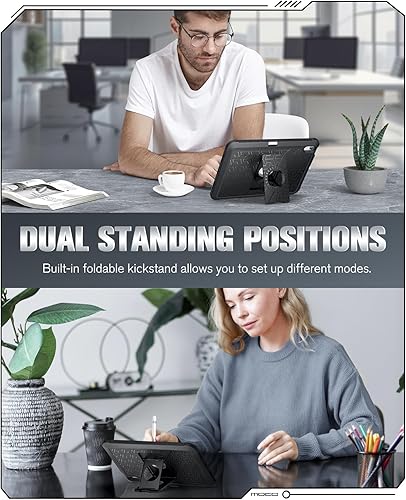 Miniatura 5 de MoKo Funda para iPad Air 2 de 9.7 pulgadas 2014 (A1566A1567), atrás silicona híbrida duradera, absorción de golpes de policarbonato duro con soporte