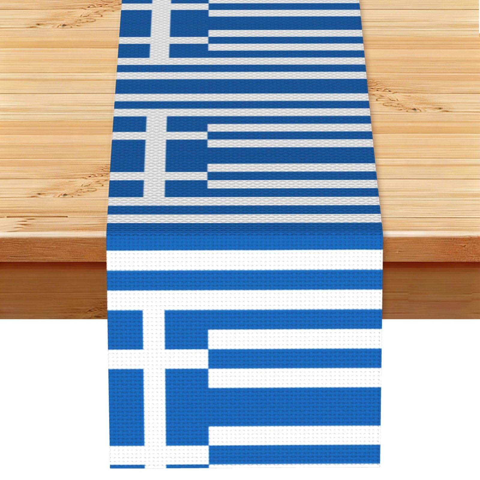 Hgiuydrd Greek Flag Print Table Runner World Cup-Themed Dining Table Decor For Coffee Dining Table And More
