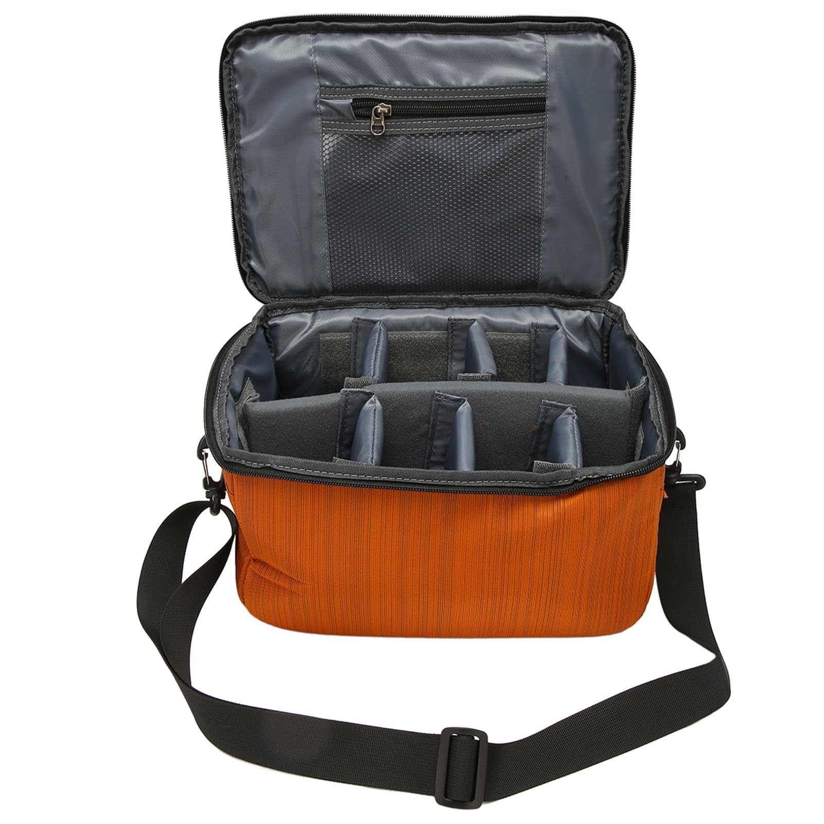 Bolsa Impermeable para Cámara Naranja, Mochila DSLR de Gran Capacidad con 6 Divisores, Capacidad para 2 Cámaras y 6 Lentes, con Correa Ajustable, para Fotógrafos