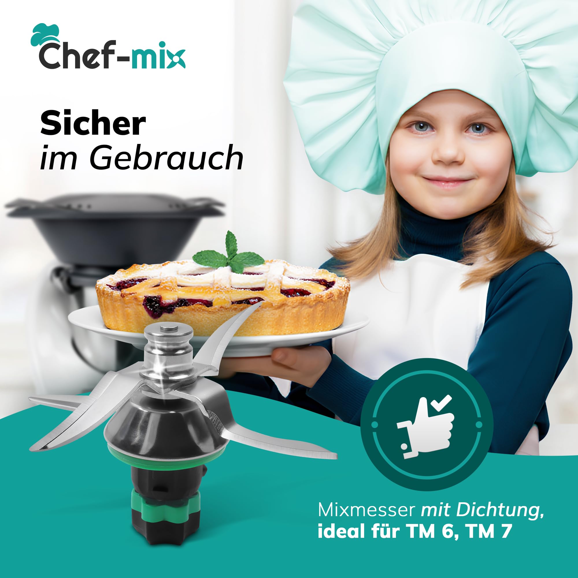 Mixmesser Ersatz für Vоrwerk Thermоmix Messer TM6 TM7 - Ersatzmesser Zubehör aus Edelstahl mit Dichtring für TM6 TM7 Küchenmaschinen