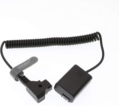 Uonecn NP-FW50 Dummy Battery to D-Tap Coiled Power Cable, 8V Camera Power Cord for Sony Alpha a7 a7R a7S a7II A6000 Series Cameras, 12-36in/30-90cm