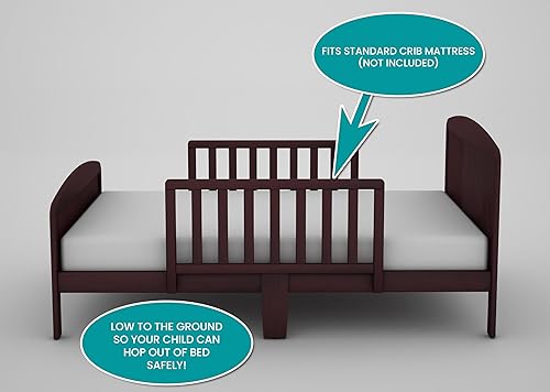 Miniatura 4 de Harrisburg - Cama para niños pequeños, cama de transición de diseño moderno de madera maciza con rieles laterales para dormitorio infantil con 2