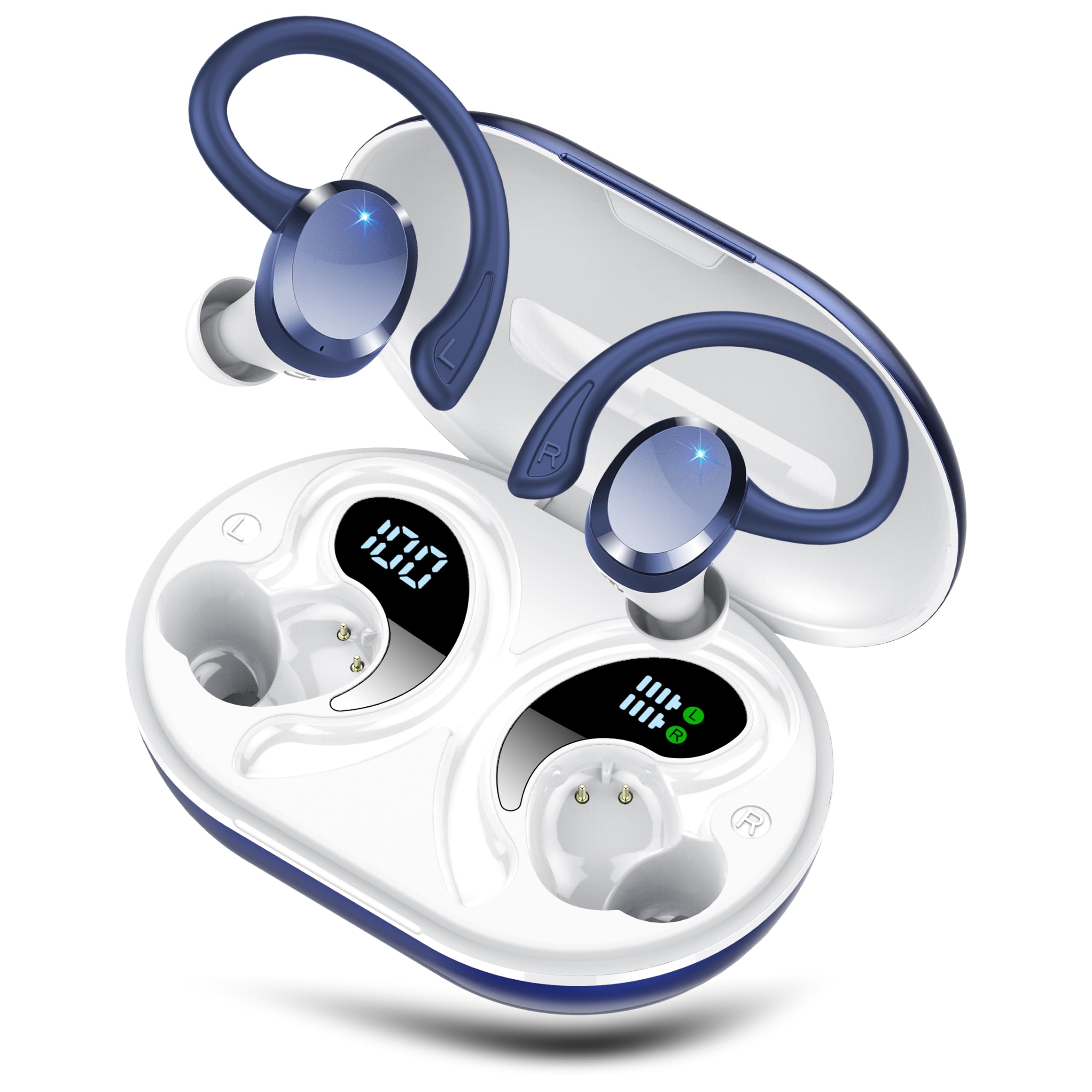 sprtoybat Bluetooth Kopfhörer, Kopfhörer Kabellos Bluetooth 5.4 mit 4 ENC Noise Cancelling Mic, Kabellose Kopfhörer 68Std Spielzeit LED-Anzeige, IP7 wasserdichte Ohrhörer Touch Control