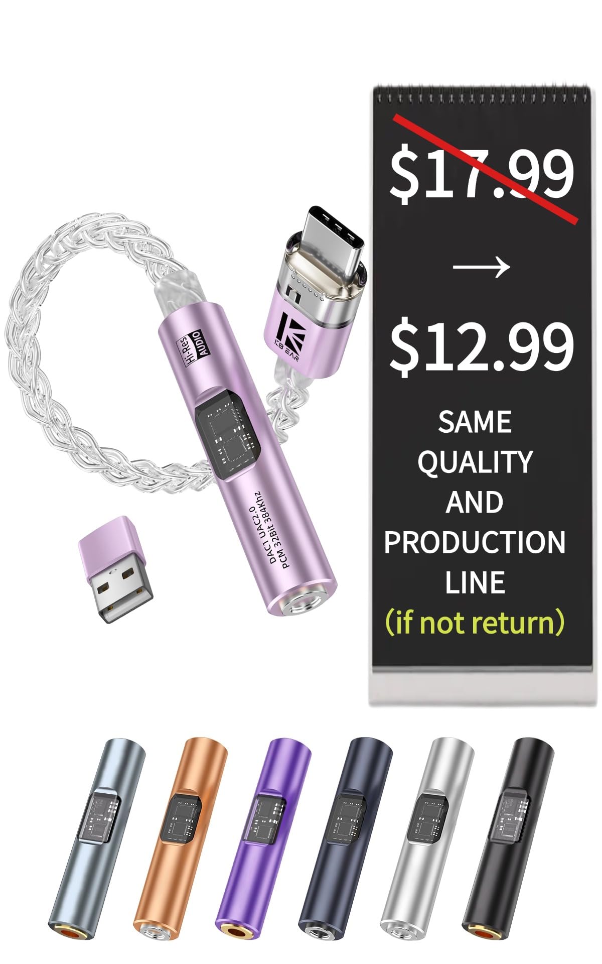 2026 Latest USB C DAC Audio Adapter with Headphone Amplifier