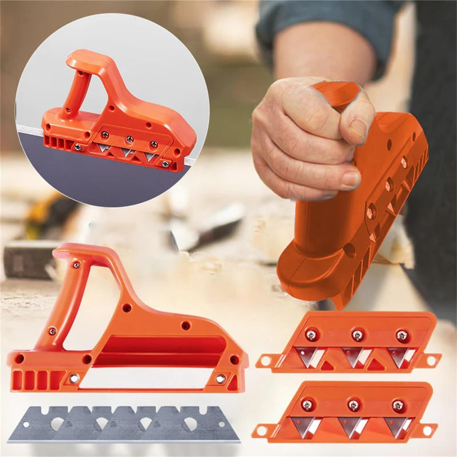 Hand Planer Gypsum Board Cutting Tool, Flat Curved Blade Cutting Tool Woodworking Planer Drywall Edge Chamfering Tool. (Orange,45°)