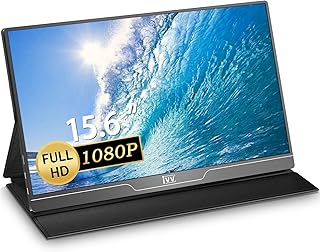 Portable Monitor - IVV 15.6'' FHD 1080P Laptop IPS Second Screen USB-C HDMI Travel w/Protective Cover & Dual Speakers, External Monitor for Laptop PC Phone Mac Xbox PS5/PS4 Switch