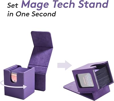 Mage Tech Commander Deck Box Lite - Card Display with Mini Snap Card Holder & Removable Cover, Fits 100+ Single-Sleeved Cards, Ideal for MTG, PTCG, OPCG, SWU & More (Black)
