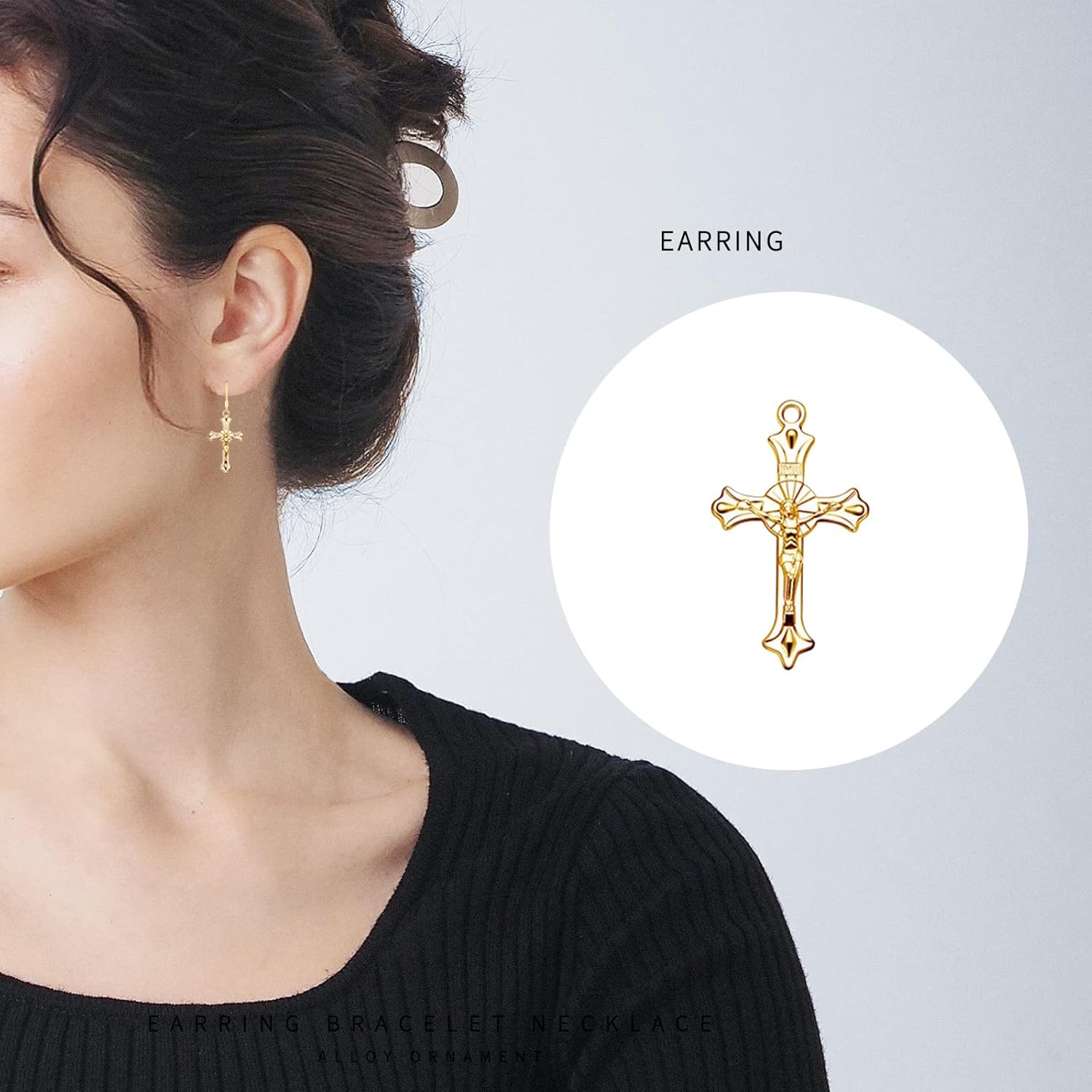 60pcs Christian Jesus Cross Religious Crucifix Alloy Gold Plated Charms For Jewelry Making DIY Pendants Necklace Bracelet Keychain Earring Bag Decor Crafts - Image 8