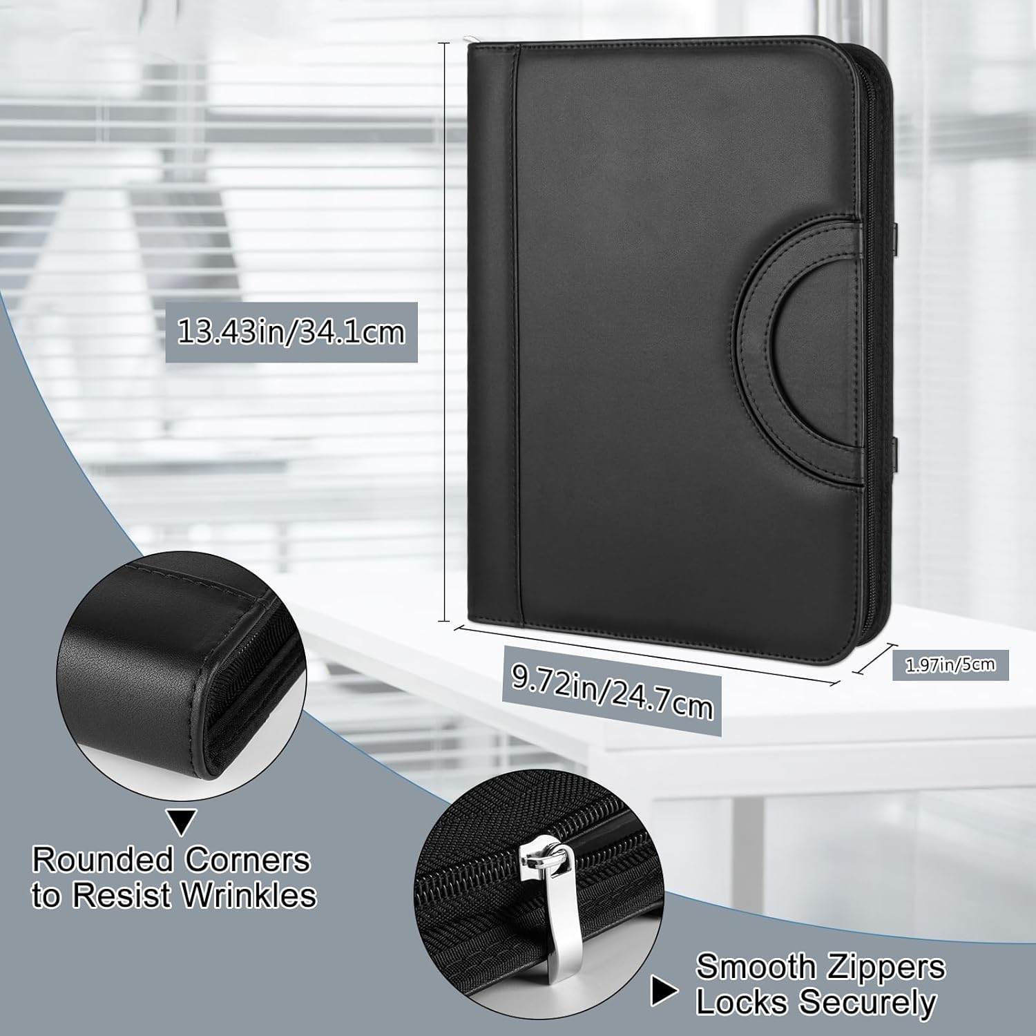 Portfolio Binder Organizer, 3 Ring Padfolio Binder with Notepad, Resume Portfolio Folder with Pockets Protective 11 Inch Tablet Sleeve, Documents, Resume, Cards, Passport & Tickets
