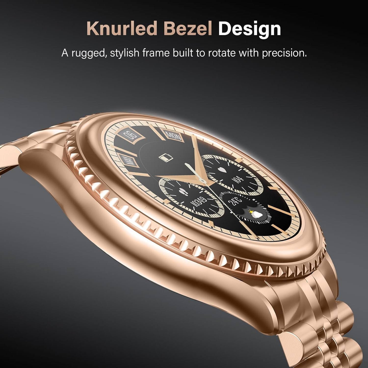 High-end Luxury Smart Watch for Men, Rotating Dial (Axe-Cut Bezel) Smartwatch, 1.32