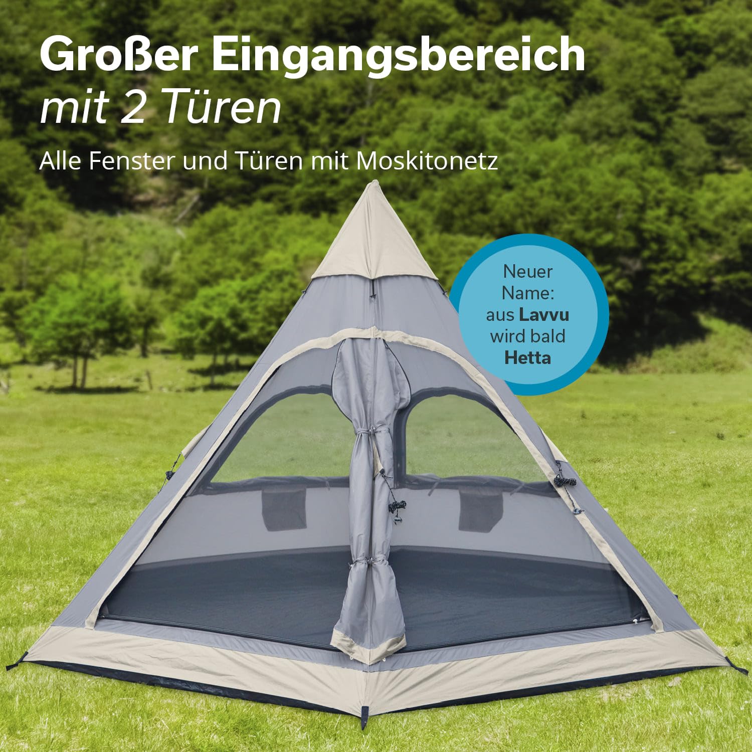 Skandika Tienda de campaña India Tipi Hetta | para 4-6 Personas, 2-3 m de Altura, Suelo Cosido, 3000 mm de Columna de Agua, UV 50+