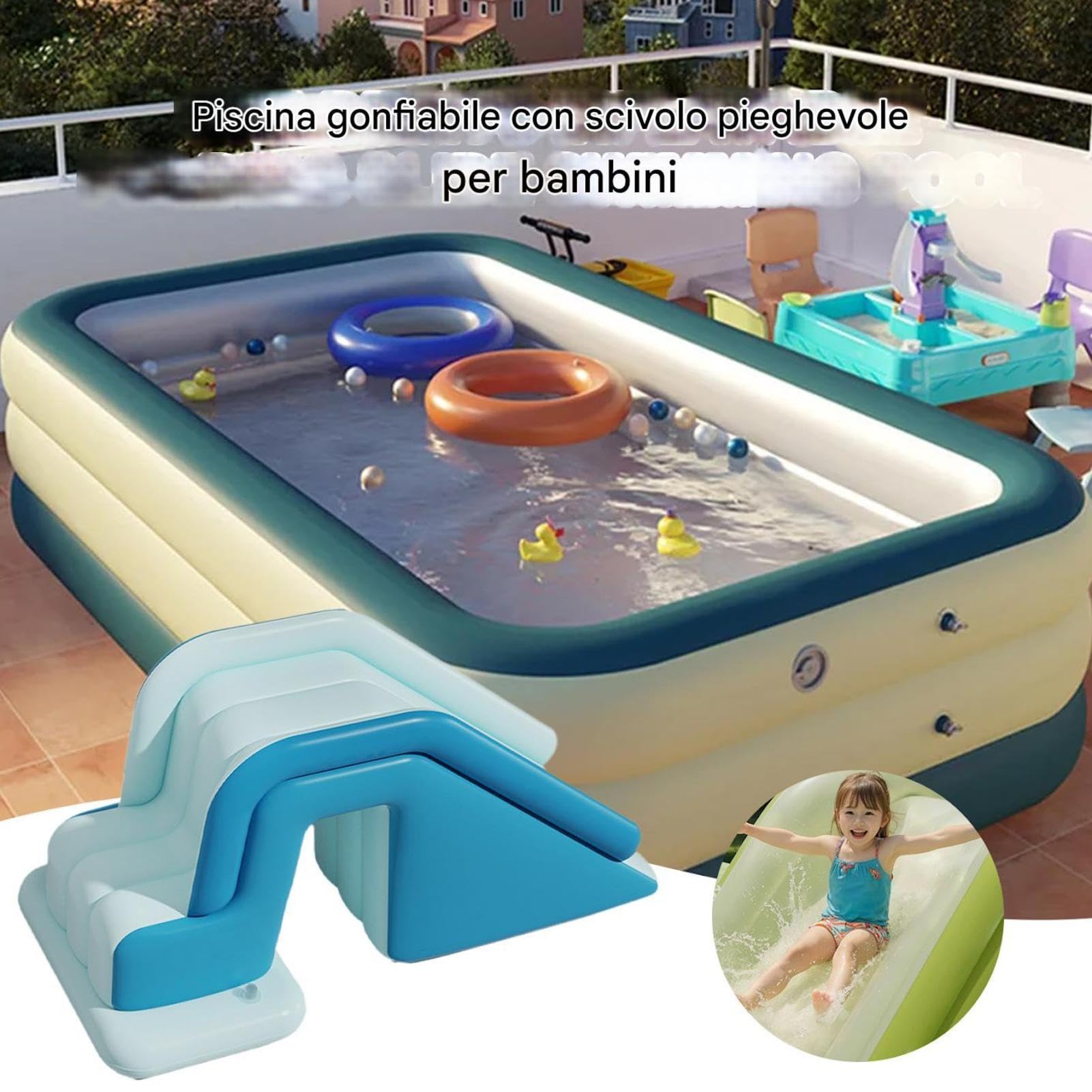 Scivolo Gonfiabile Rampa Pieghevole Antiscivolo Di Dimensioni Familiari | Scivoli Gonfiabili Da Piscina Per Giardino Spiaggia Acquapark Compleanni Bambini