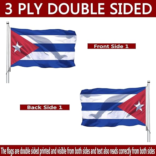 Miniatura 3 de Bandera cubana de 3 x 5 para exteriores, doble cara, banderas de Cuba resistentes para pared con 2 ojales de latón, 4 filas cosidas, decoraciones