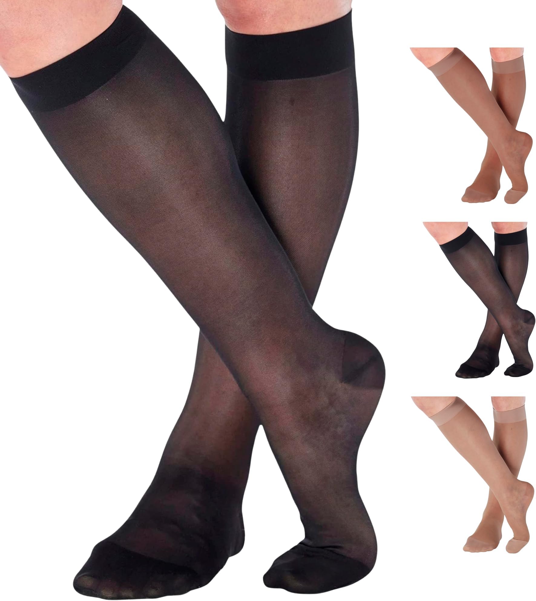 - ABSOLUTE SUPPORT - Compression Stockings for Women 20-30mmHg - Sheer Graduated Support Knee High for Varicose Veins Circulation, Edema, Arthritis, Leg Pain - Black, Medium - A205BL2