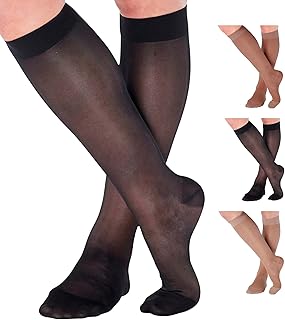 ABSOLUTE SUPPORT Made in USA - Sheer Compression Socks for Women 20-30mmHg | For Swelling, Lymphedema, DVT, Post Surgery Recovery - Black, Large, A205BL3