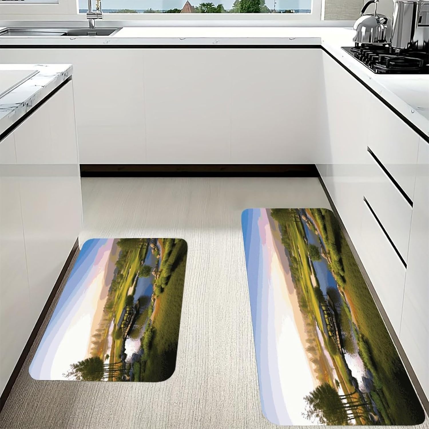 Golf Resort Park Kitchen Mats with 2PCS Non-Slip Washable,Kitchen Rug Heavy Duty Durable, Floor Mats for Kitchen,Office,Sink,Laundry