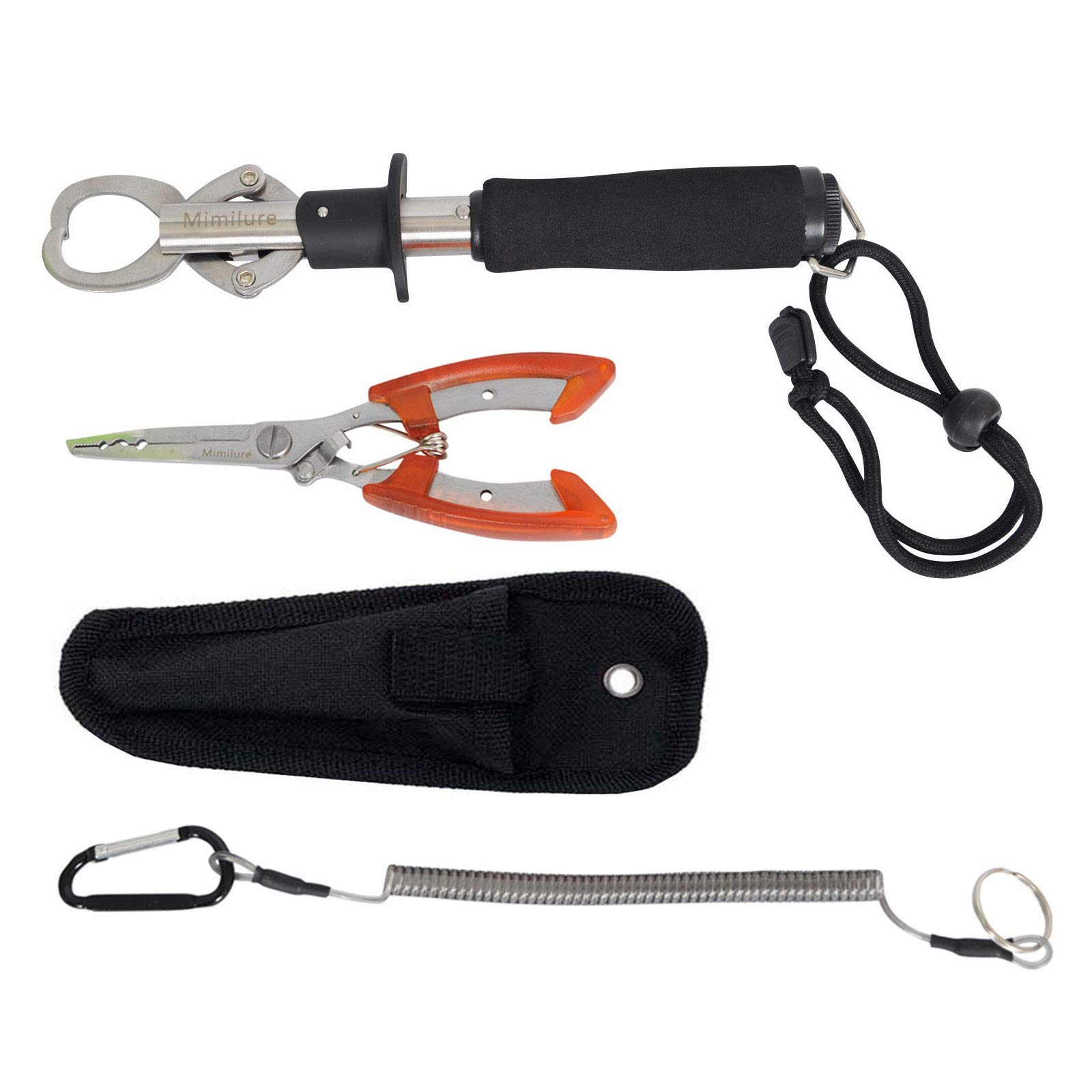 MimiSanlike Fish Lip Grabber Gripper Grip with 35lb Weight Scale,and Fishing Pliers Stainless Steel Tools (Fish Grip with Scale)