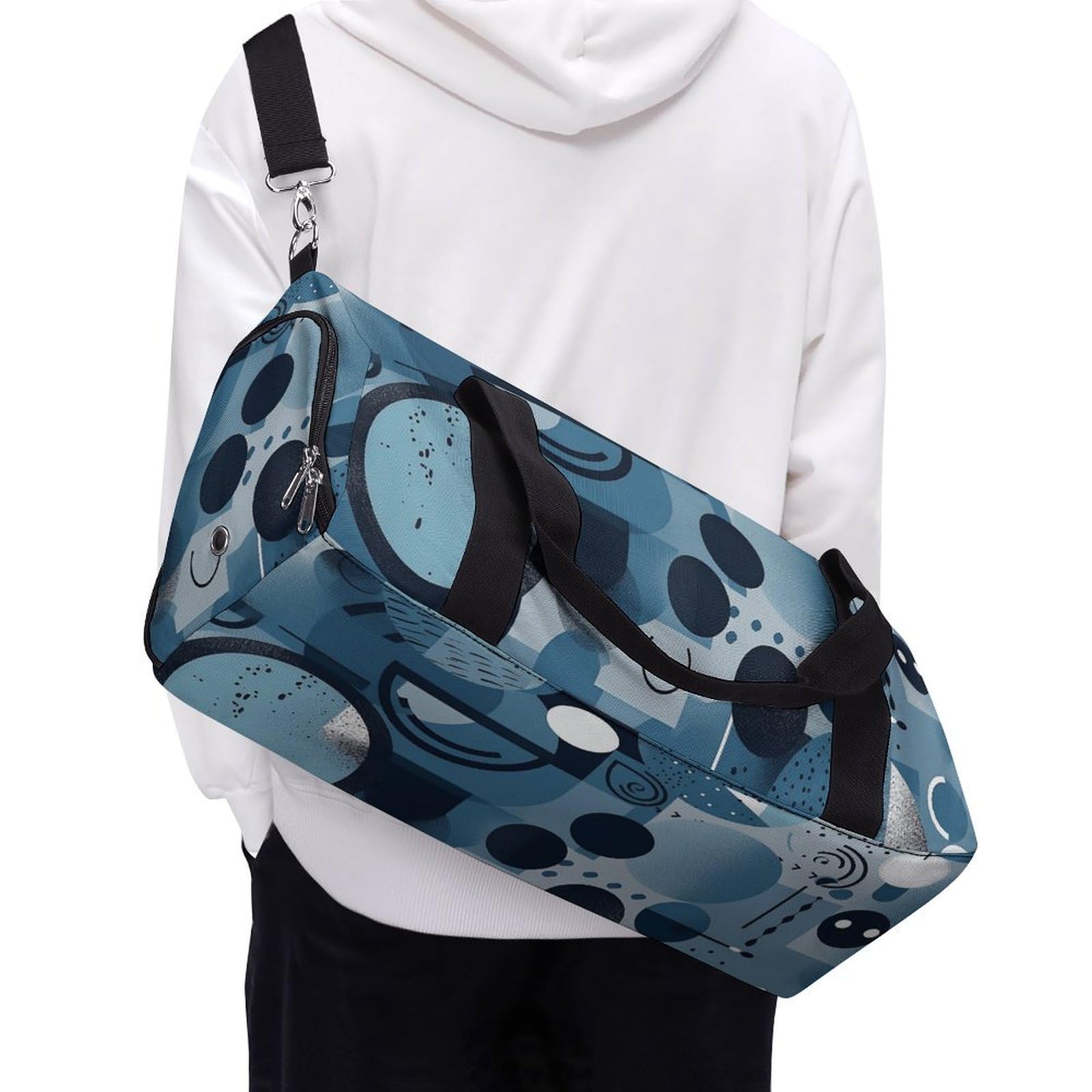Sporttasche für Damen und Herren, mit Schuh- und Nassfach, Reisetasche, grau, kreisförmiges Muster, Wochenendtasche, Handgepäcktasche für Schwimmen, Fitness, Workout, Sport, Reisetasche, Stil 7,