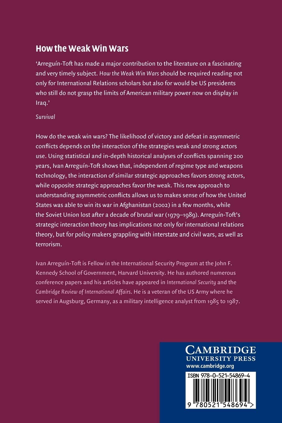 How the Weak Win Wars: A Theory of Asymmetric Conflict