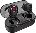 True Wireless Earbuds Bluetooth 5.0 Headphones, Sports in-Ear TWS Stereo Mini Headset w/Mic Extra Bass IPX5 Waterproof Low Latency Instant Pairing 15H Battery Charging Case Noise Cancelling Earphones