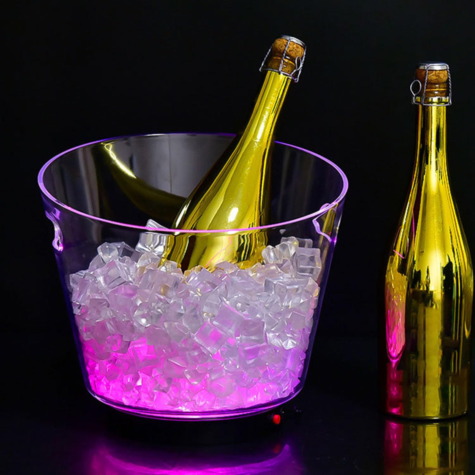 Cubos enfriadores de champán de 6 litros con dos asas, diseño transparente brillante, enfriador de bebidas para fiestas y uso al aire libre. Contenedor de bebidas