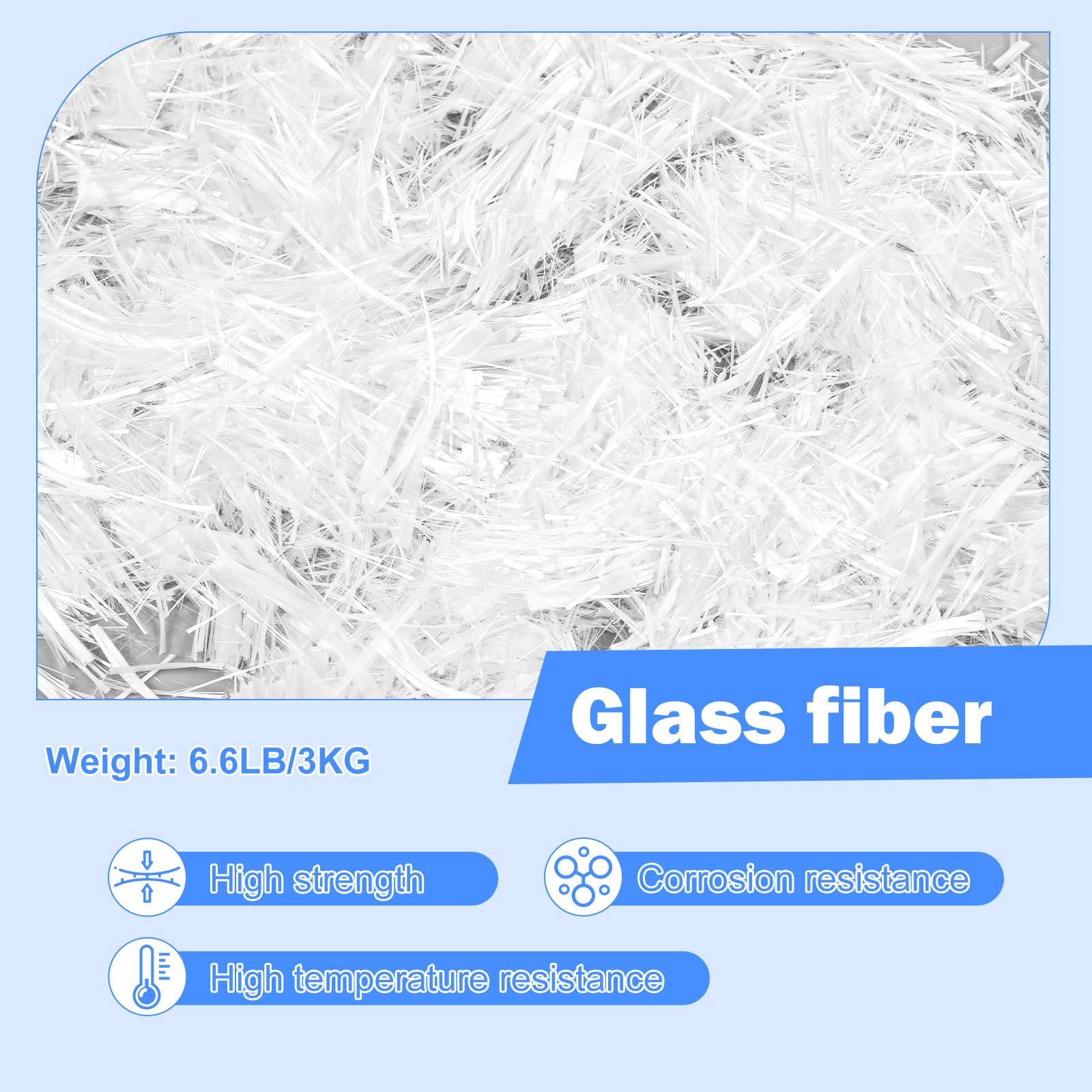 Giantree 3 kg de fibre de verre pour béton, 1,9 cm, additif en fibre de verre et de ciment en fibre de verre, mortier en fibre de verre, renforcement anti-infiltration, pour mur de jardin, mélange de