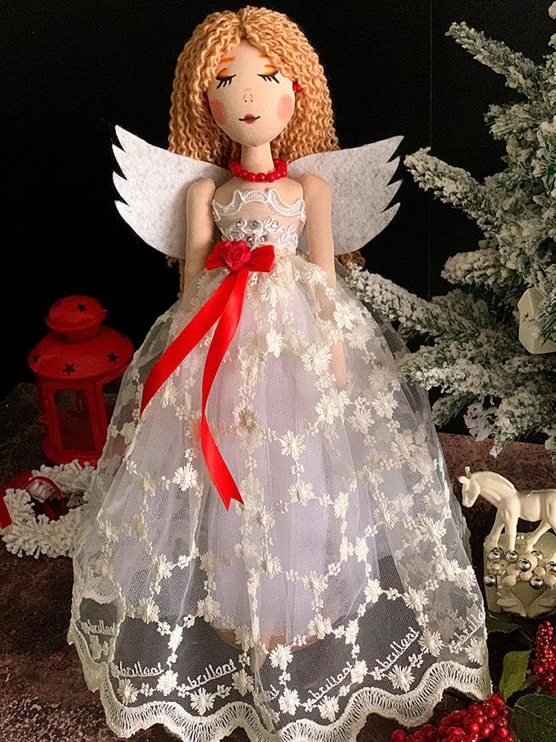 Handmade 45cm Christmas Angel Tree Topper - Elegant Xmas Decoration for Weddings & Special Occasions, Multicolour, 10-45CM - Image 5
