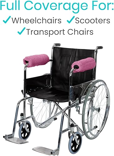 Vista 31 de Vive Fundas para reposabrazos de silla de ruedas (par) – Accesorios de piel de oveja de espuma viscoelástica para transporte eléctrico para sillas