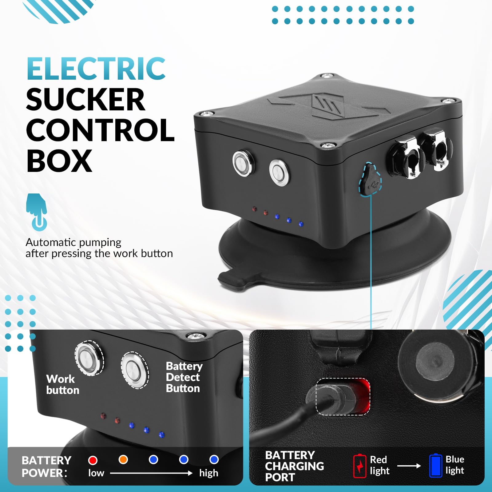 ROCKBROS Bagażnik Rowerowy na Dach Samochodu z Elektrycznymi/Ręcznymi Przyssawkami Uchwyt Rowerowy na Dach Przyssawka Aluminiowy Czujnik Ciśnienia Szybki Montaż dla 1/2 Rowery Szosowe Rowery Górskie