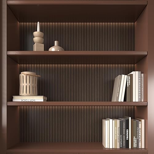 Miniatura 4 de VaryPaper Papel de contacto de madera marrón oscuro, papel tapiz de rayas de madera para pared de dormitorio, extraíble, autoadhesivo, impermeable,