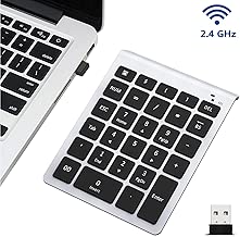 Wireless Number Pad, Lekvey Numeric Keypad : 28 Keys Multi-Function Numpad Keyboard with 2.4G Mini USB Receiver for Laptop Desktop PC Computer Notebook, Surface pro, Windows etc - Silver - coolthings.us