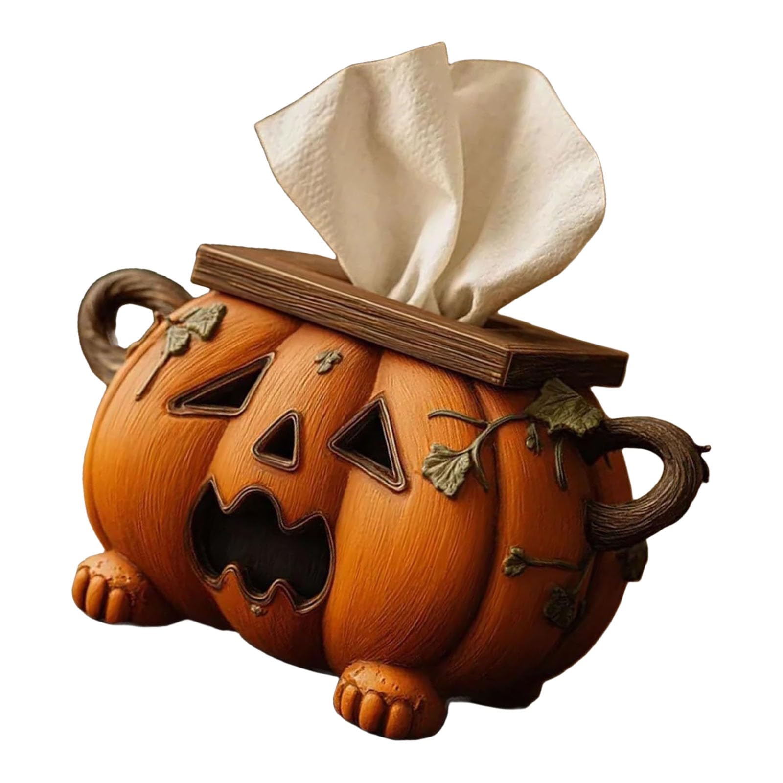 Tsophreniq Pumpkin Shaped Tissue Dispenser Halloween Decoration for Home, with Sturdy Base Halloween Themed Tissue Box Cover Kitchen Countertop Napkin Dispenser for Easy Holiday Homes Accessory