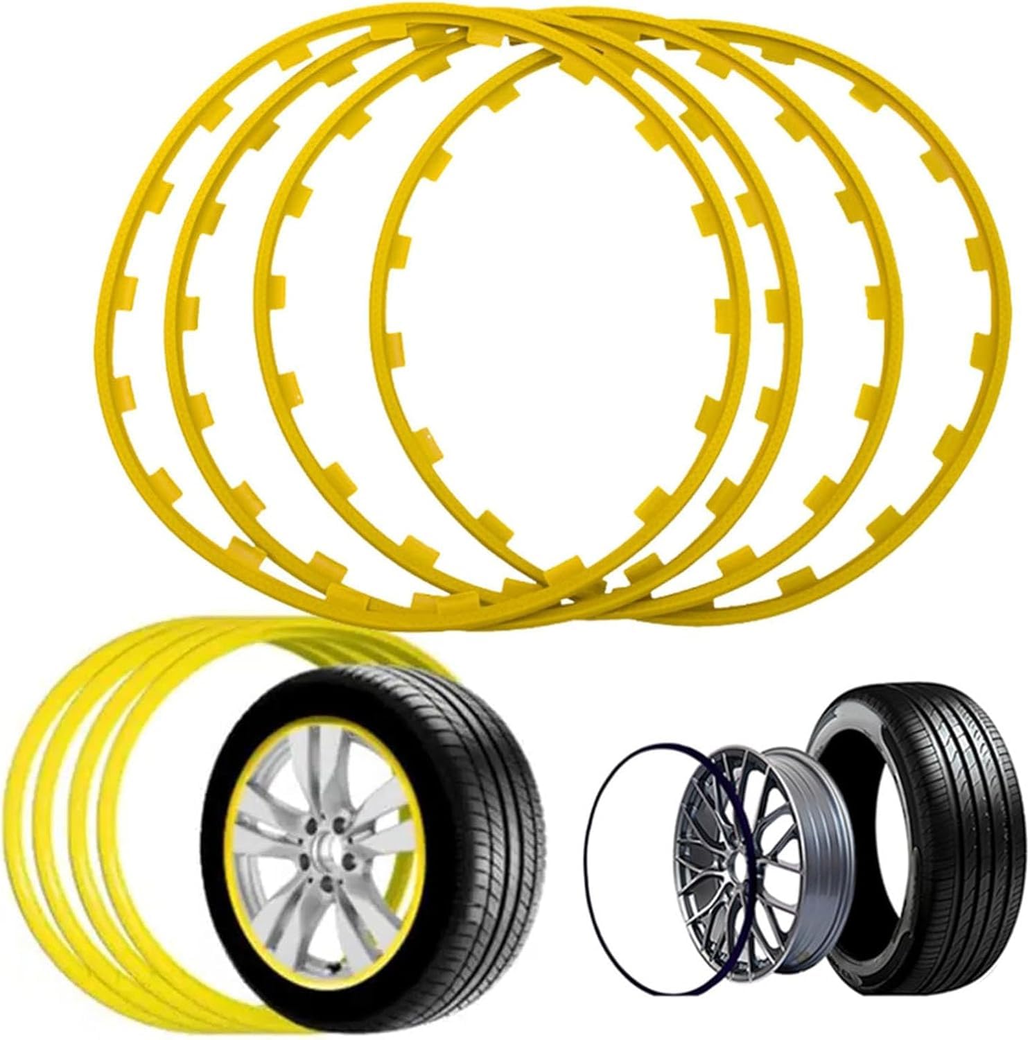 Protections De Jantes, Protections Universelles pour Jantes, Protections De Jantes en Alliage, Protections De Pneus, Protections De Jantes, 4 Bandes DéCoratives