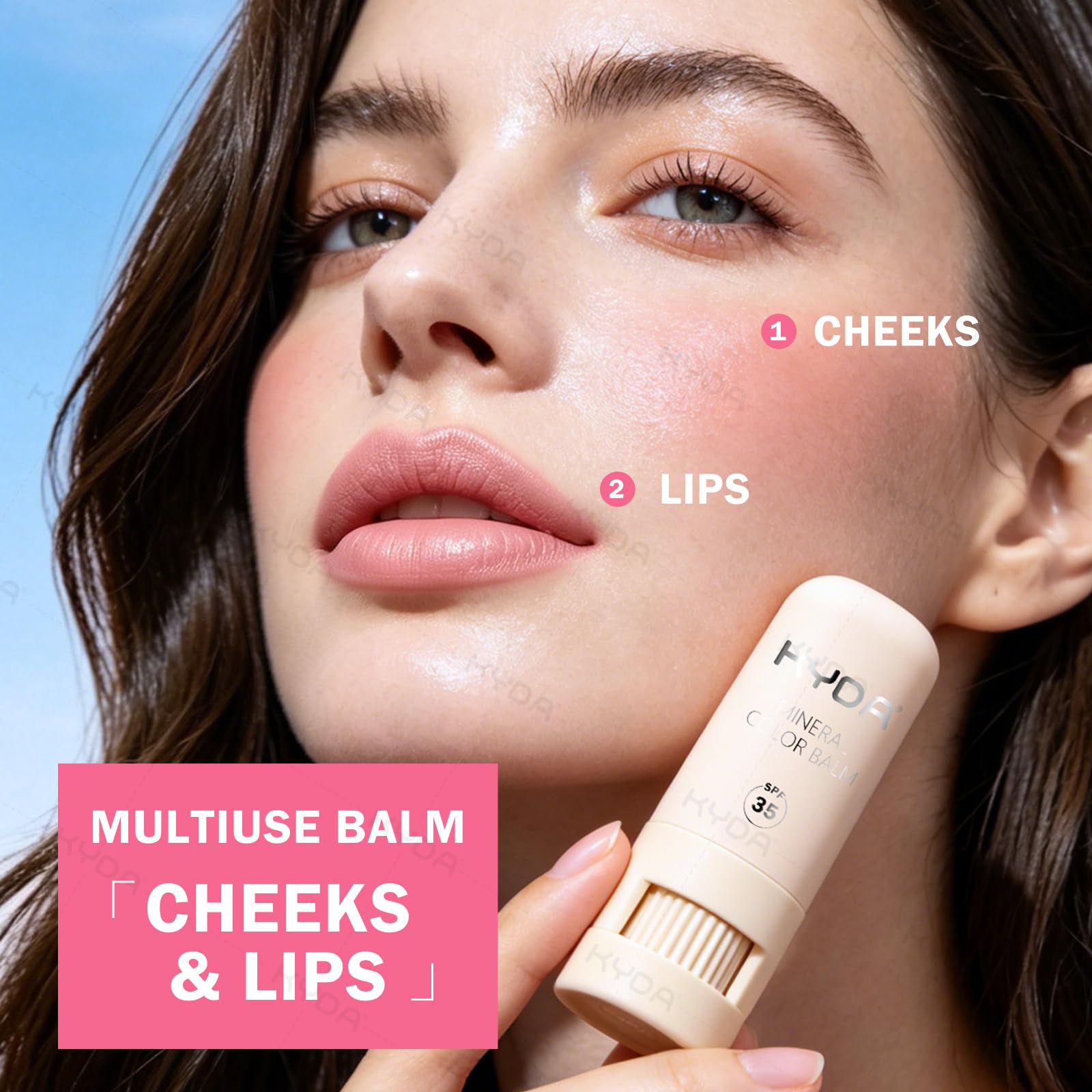 KYDA Mineral Color Balm, SPF 35, Creamy Blendable Color per labbra e guance, formulazione leggera, multiuso trucco GUAVA