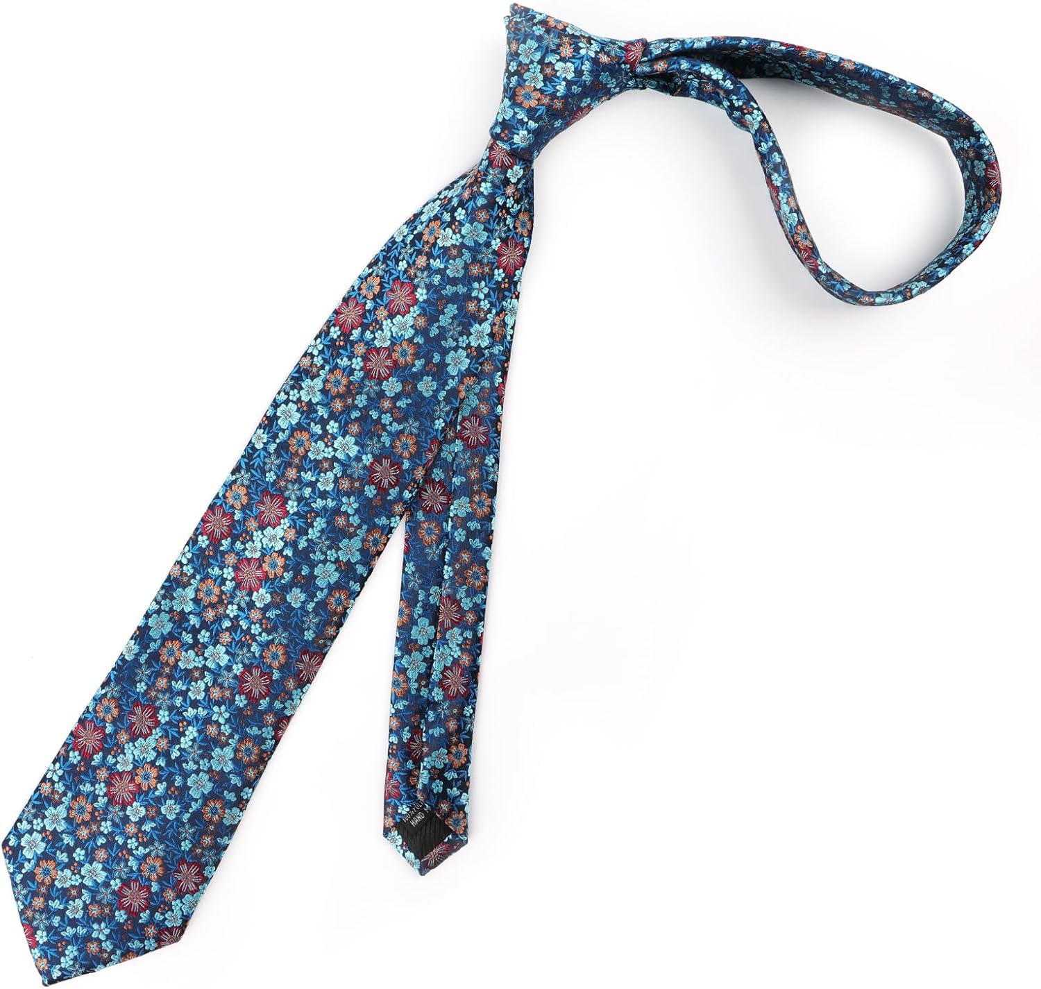 Alizeal Mens Floral Necktie with Pocket Square for Wedding Party Tie and Handkerchief Set - Image 3
