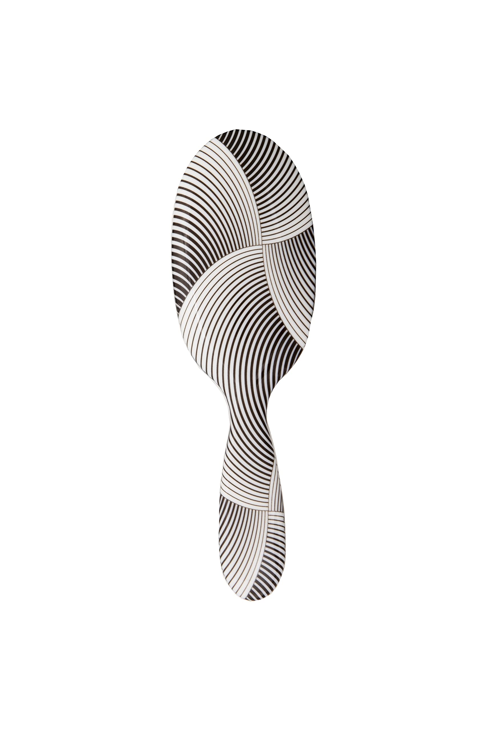 Rock & Ruddle Spazzola per capelli naturale in pura setola per donne e bambini (grande, 21 cm), capelli bagnati o asciutti, districante lisciante - prodotta nel Regno Unito - a spirale bianco e nero