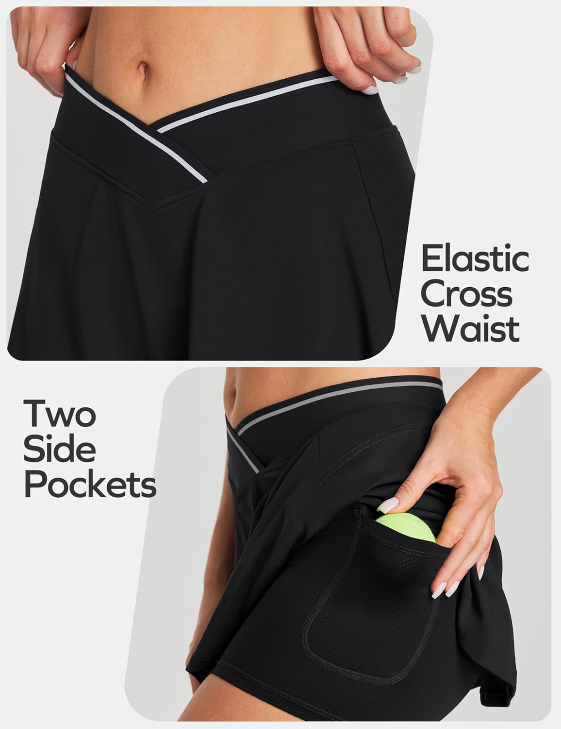 Ewedoos Women's Athletic Skirt Cross Waist Tennis Skirt with Pockets Linner Skorts Tennis Skirts Golf Pickleball Casual - Image 3