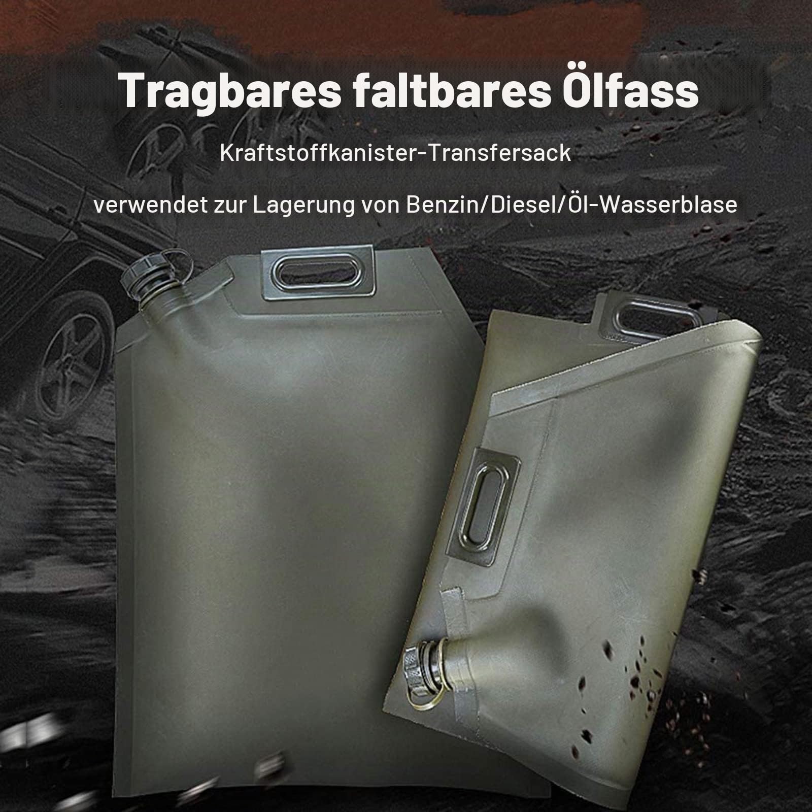 Kraftstoffkanister, Benzin Kanister Leer 5L 10L 20L 30L Tragbarer Faltbarer Dieseltank, Benzinkanister Motorrad Flexible TPU Diesel Kanister Notfall Im Freien mit Ausguss,10L(48x43cm)