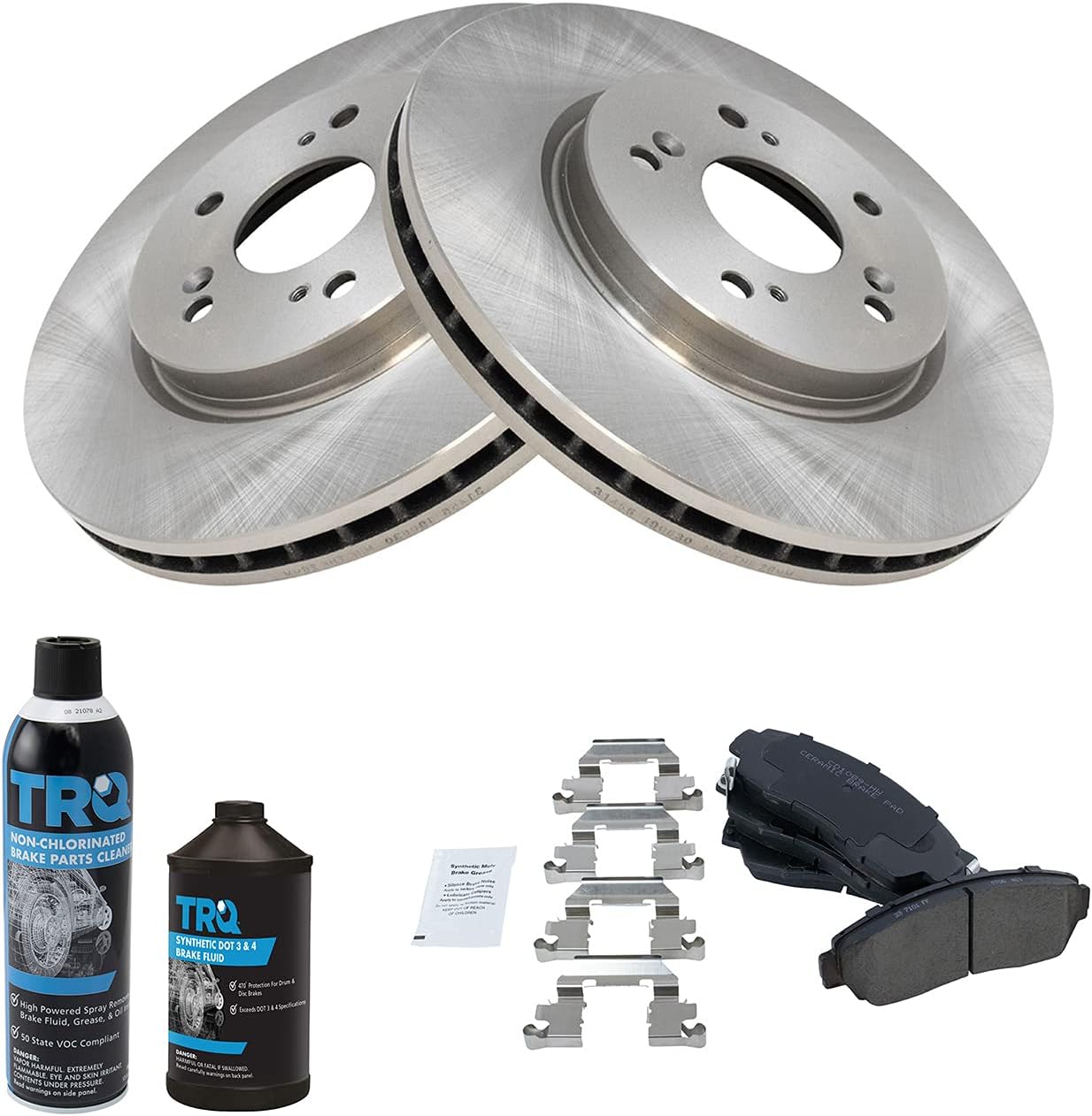 TRQ Front Brake Pad & Rotor Kit Brake Chemical Kit Brake Pads Brake Rotor Ceramic Compatible with 2007-2012 Acura RDX 2010-2011 Honda Accord Crosstour 2007-2011 CR-V 2012 Crosstour
