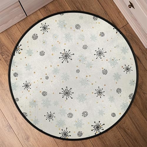 Miniatura 6 de Christmas Snowflake Sequins Round Area Rug 3ft Machine Washable Circular Rugs for Dining Room Table Bedroom Playroom Throw Rugs for Dog Living Room