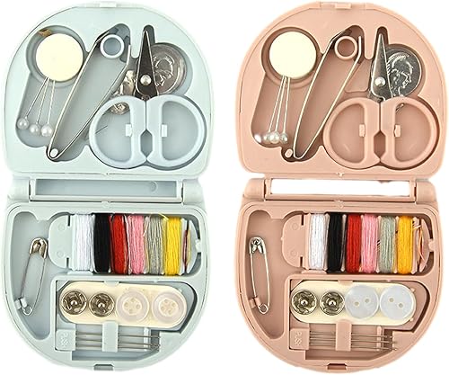 KELEAPEKER Mini kit de proyecto de costura, kit de costura de viaje, 2 piezas de agujas de plástico, suministros de bricolaje, caja de viaje mínima,