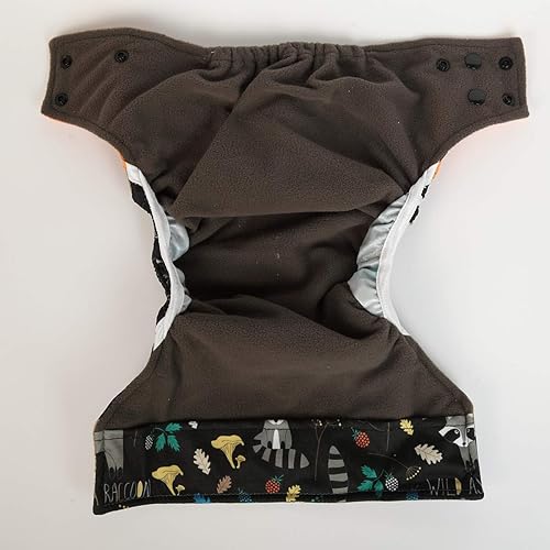 Miniatura 4 de Pañal de tela de bolsillo para bebé, carbón de bambú, refuerzos dobles reutilizables para niños (animal mapache), 1 unidad (paquete de 1)