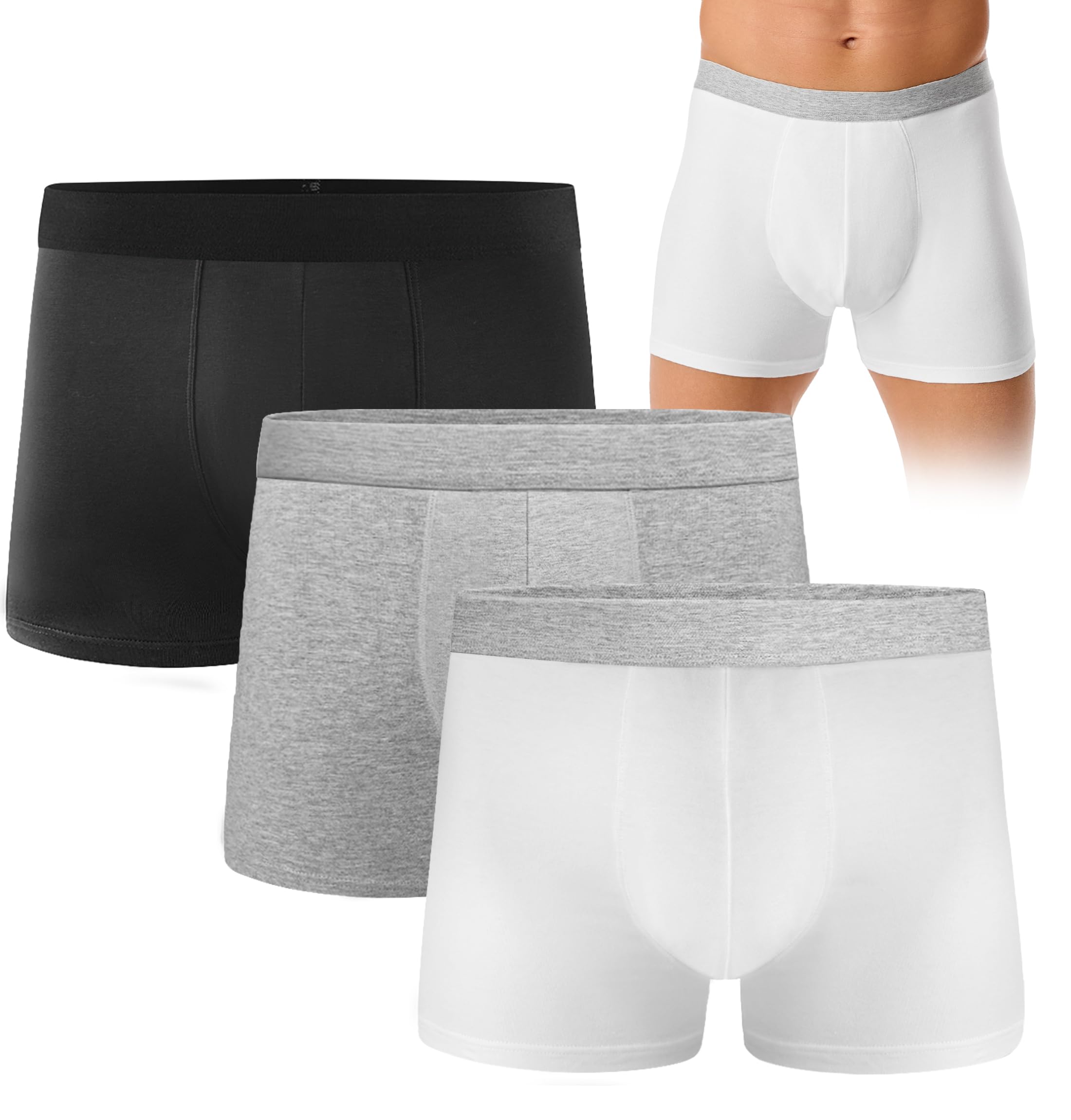 FORVEVO Men's Incontinence Underwear, Black Boxer Brief with Protective Pads, Washable Reusable LeakProof Heavy Absorbency