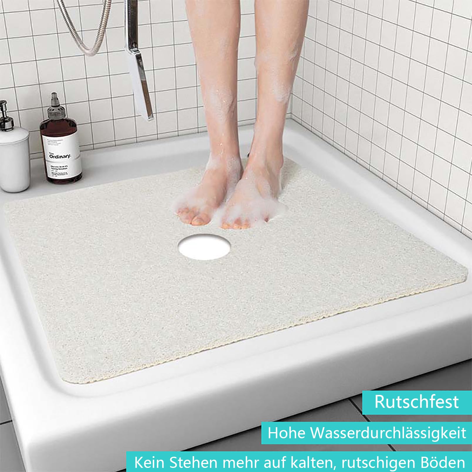 Pevfeciy Douchemat Antislip 90x140 cm Antislip Douchemat Moderne minimalisme Zacht en Comfortabel PVC,Hoge doorlatendheid,Voor moderne badkamers