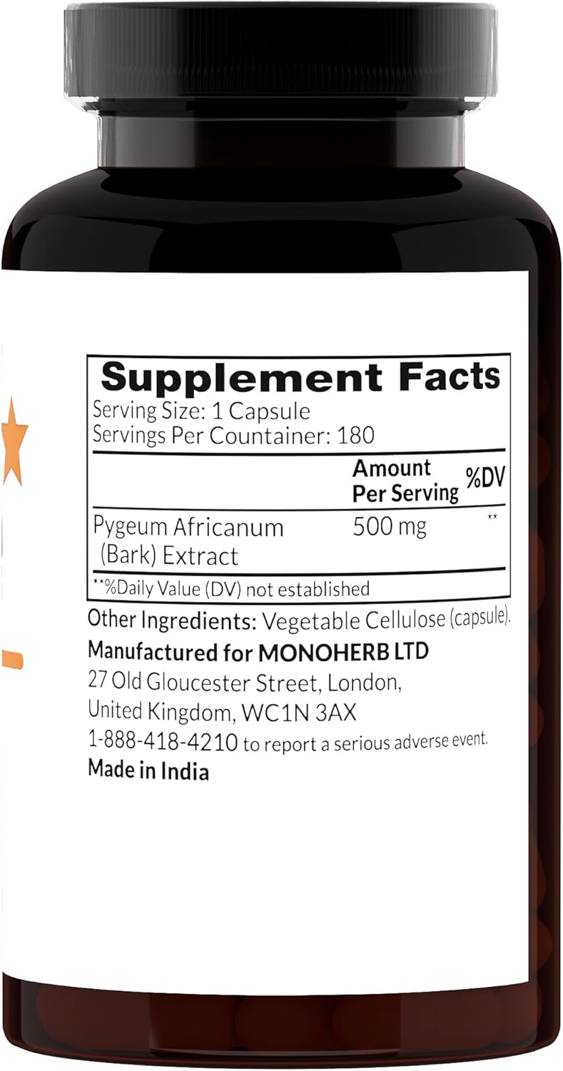 MONOHERB Pygeum Extract 500 mg - 180 Capsules - Image 2