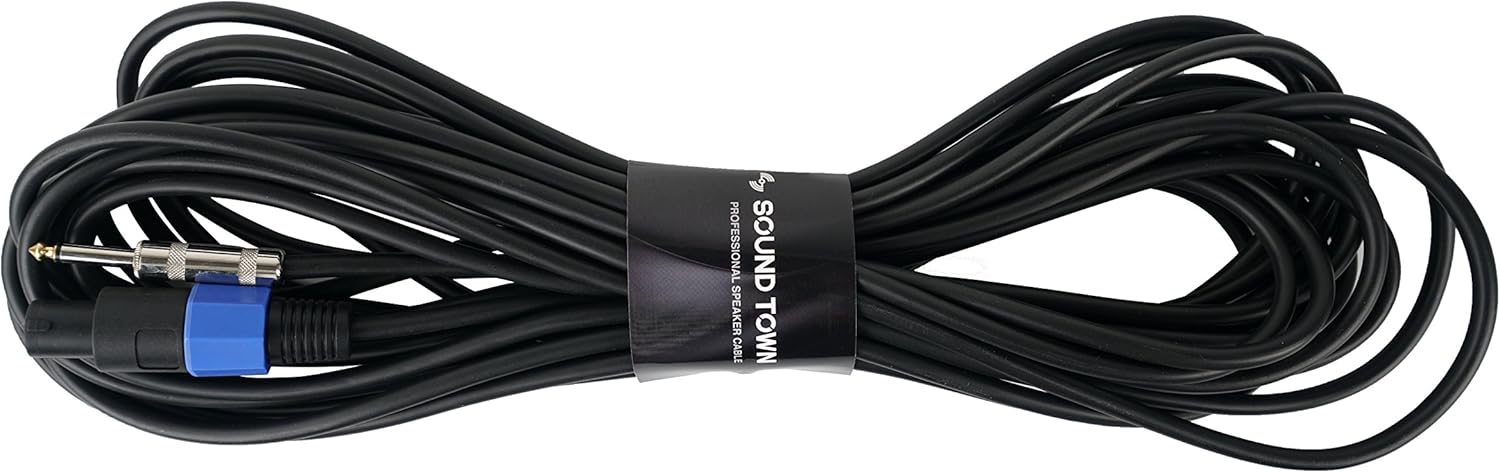 Sound Town Speakon to 1/4" Speaker Cable, 50 Feet, 12 Gauge, 2 Conductor, Male to Male (STC-12NJ50)