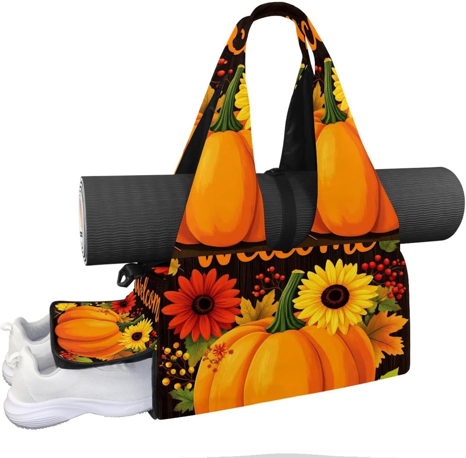 Yoga Mat Bag, Gym Workout Bag with Shoe Compartment, Dinosaurs Pilates Bag for Women, Quick Access Storage Yoga Tote Bag for Sports Travel Office