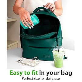 Travel Pill Organizer - Airtight Medicine Case for Traveling Portable Pharmacy Box with Labels Vitamin Container 8 Compartment Supplement Medication Holder Large Capacity Daily (Green)