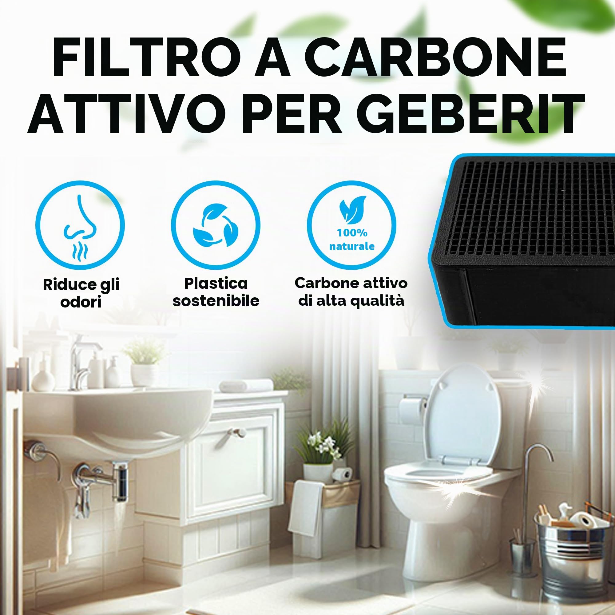 Filtro ai carboni attivi compatibile con Geberit DuoFresh – Filtro di ricambio – Neutralizzazione degli odori, filtro antiodore, purificatore d'aria WC – Made in Germany
